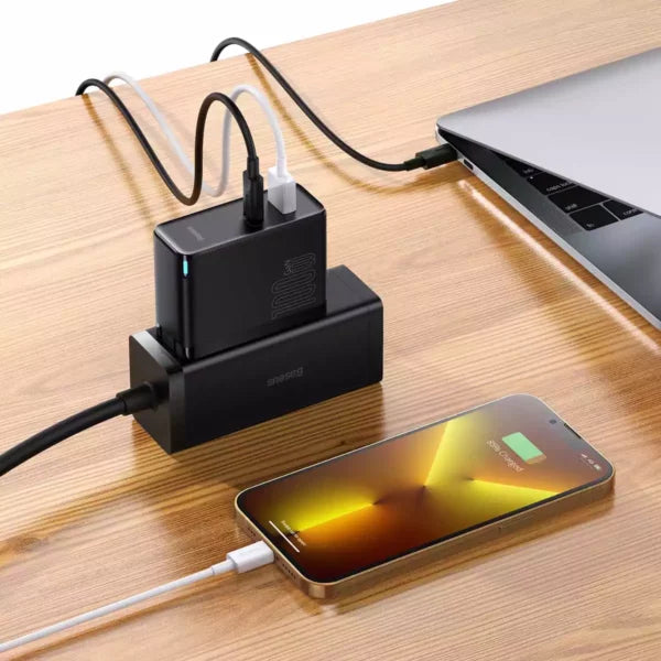 Baseus GaN5 Pro Fast Charger C+U 100W CN Black (With Mini White Cable Type-C to Type-C 100W(20V/5A) 1m Black) Baseus GaN5 Pro Fast Charger C+U 100W CN Black (With Mini White Cable Type-C to Type-C 100W(20V/5A) 1m Black)